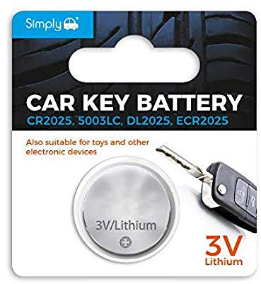 Simply Auto SB-CR2025 Long Lasting 3V Lithium Coin Cell Car Key Battery ideal for Car Key fobs, Watches, Calculators and Small Toys - 1x Blister Pack