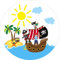 Essbarer Tortenaufleger Piratenschiff // Piraten Kuchenaufleger 20cm Durchmesser