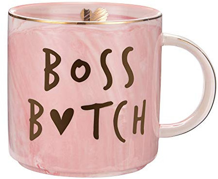Hendson Tazza da caffè con scritta Boss Lady (lingua italiana non garantita), divertente regalo di Natale per ragazza, fidanzata, moglie, regalo di compleanno per mamma e donna, tazza da caffè in