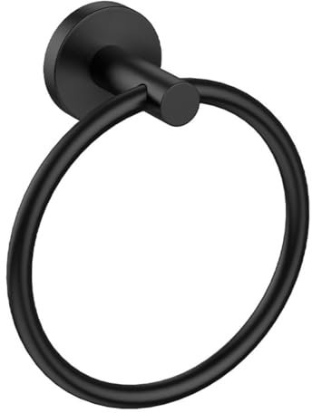 USHOWER Matte Black Towel Ring, Hand Towel Holder for Bathroom, Kitchen, Durable SUS304 Stainless Steel, Modern Style