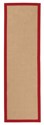 carpetfine Sisalteppich Läufer Rot 75x350 cm | Moderner Teppich für Wohn- und Schlafzimmer