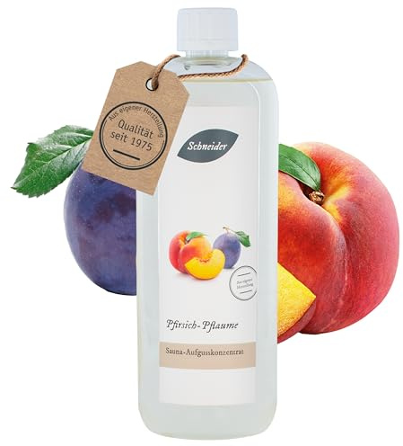 Saunabedarf Schneider Sauna Aufguss Konzentrat Pfirsich-Pflaume - 250ml, naturreine, ätherische Öle, wohltuender Saunaaufguss & langanhaltendes Dufterlebnis