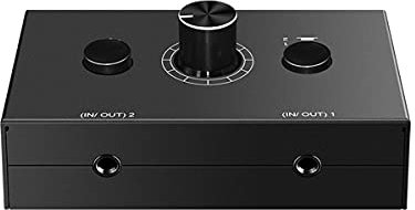 Dingsun 2 Port 3.5mm AUX Audio Selector Box, Audio Switcher/Splitter for Speakers, Headphones, MP3/MP4, Android Phone, Game Console, PC