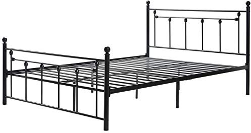 Bodhi2000 Modern Classic Metal Bed Frame with Headboard Rahmen des Bettes Footboard Kid/Adult Dreizimmerwohnung Furniture Black 140 * 200cm