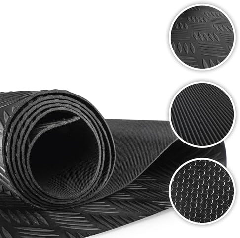 Walser Gummimatte Odin, zuschneidbare Gummimatten Boden 100x300 cm, Gummimatte Außenbereich, universal Gummi Schutzmatte für Garagen Boden, Werkstatt Boden, Outdoor, Gummimatte Meterware schwarz