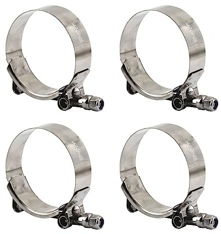 41-49mm 304 Stainless Steel T Bolt Hose Clamp Heavy Duty Pipe Clamps (4 Pieces)