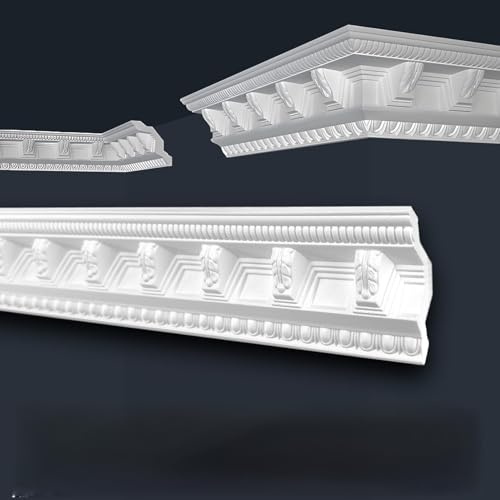 Marbet Deckenleisten weiß Sparpaket aus Styropor EPS - Stuckleisten gemustert, im traditionellen Design - (2 Meter B-23) Winkelprofile Wandprofile Eckleisten