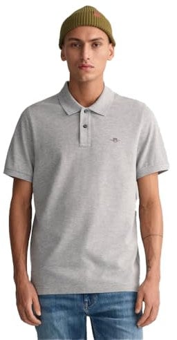 GANT Mens Shield Short Sleeve Pique Polo Shirt Grey Marl XXL
