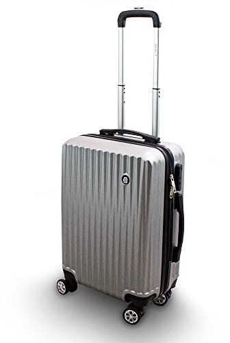 Lacestone Barut Trolley Hartschalen Koffer Hartschalenkoffer Hardcase Größe M - Modell General (Silber)
