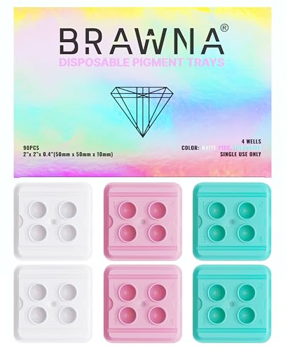 BRAWNA Einweg-Tintenablagen, 90 Stück, Rosa, Türkis und Weiß