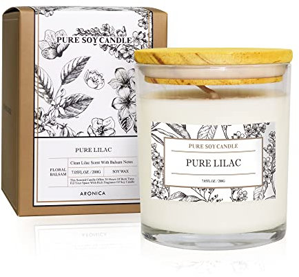 Aronica Cadeaux parfumés lilas – Bougies florales douces pour la maison et les femmes, cadeau gagnant du jeu de fête prénatale, décoration de cuisine