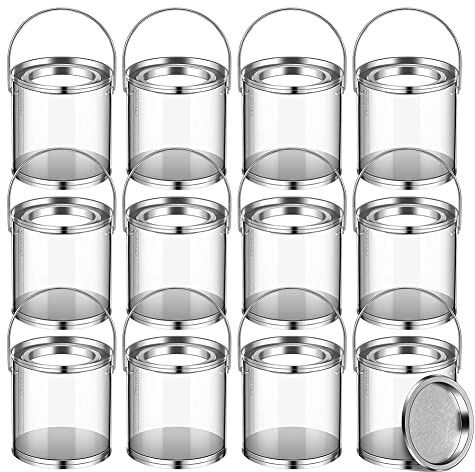 Hopbucan Mini-Farbdosen aus Kunststoff, transparent, klein, leer, für Bastelarbeiten, Süßigkeiten, DIY-Projekte, Geschenke, Dekoration, 7,6 x 7,6 cm, 12 Stück