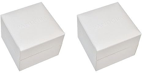 Pandora kleine Damen-Schmuck-Geschenk-Box in der Farbe weiß - P4013 - ideal für Ringe und Charms - inkl. Kissen (Packung mit 2)