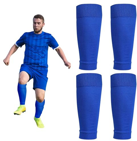 XNIVUIS 2 Paar Fußball Stutzen, Fußball Socken, Fußball Sleeve, Fußball Sleeve Tubes Stutzen Tube, Fussball Schienbeinschonerhalter Innerhalb von 43cm Wadenumfang, Unisex, Einheitsgröße (Blau)
