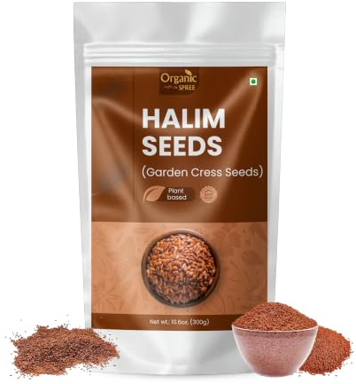 Organic Spree Halim Seeds 300gm (10.6oz) | Garden Cress Seeds | Lepidium Sativum | Pure and Natural