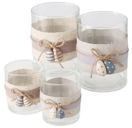 4 STK Windlicht Ostereier Glas - Holzeier Deko b173 - Kerzenhalter Osterdeko Windlicht Kerzenhalter Teelichthalter Tischschmuck Häschen Osterhasen Tischdeko Osterhasen Eier