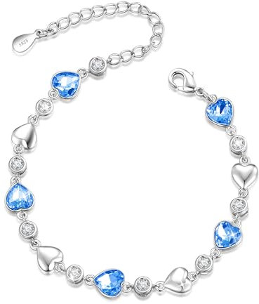 XOEMEL Armband Damen Silber,Armband Herz mit Zirkonia Verstellbar Silberarmband 925 Sterling Silber Armkette Geschenke für Damen Frauen