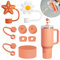 Stanley Cup Accessories Set: Silicone Spill Proof Stopper, Straw Cover Cap, Silicone Boot for 40oz & 30oz Tumbler (Nectarine)