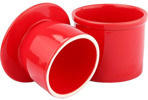 Beurrier en céramique avec ligne d'eau, beurrier pour beurre mou, beurrier français avec couvercle, cadeau de pendaison de crémaillère (rouge, rond, 170,1 g)