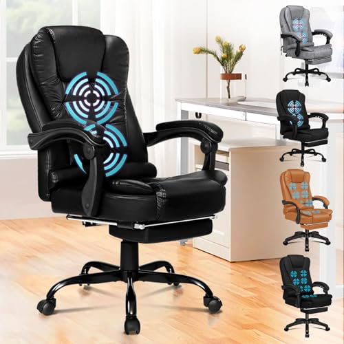 ALFORDSON CHAIR Sedia da ufficio Sedia da scrivania per computer Gaming, ergonomica con schienale alto e supporto lombare con ruote Comodo sedile da corsa, Pelle, Nero