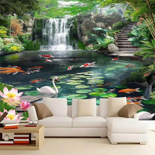 Japanese Garden Landscape Wallpaper Murals for Bedroom TV Backdrop Wall Paper, DIY Green Home Children Room Poster Decor, 400 x 280 cm (WxH)