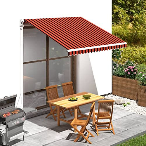 Myheimly Markisenbespannung Markisenstoff Sonnenschutz Markisentuch Canvas Orange & Braun 300x250 cm