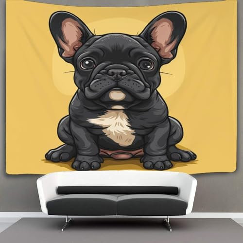 DCABEIOOE 3D Druck French Bulldog Wandteppiche Poster Ornament Wandbehang Wandteppich Raumteiler Vorhang Für Schlafzimmer Wohnzimmer Wohnheim Tapisserie 180cmx230cm