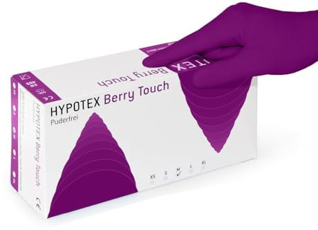 HCR Hygiene HYPOTEX Latex Handschuh, viele Farbvarianten 100 Stück/Packung - Größe M - (Berry)