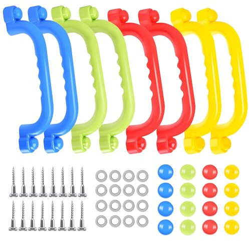 Charmofun 8PCS Handgriffe Spielturm, Sicherheitsgriff für Schwangere Kinder Senioren, Klettergerüst Haltegriffe Outdoor Indoor, Rutschfeste Sicherheitsgriffe für Spielplatz Baumhaus (4Stück-B)
