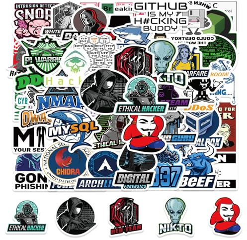 Yoimckay 50 Pezzi Adesivi Hacker, Cartone Animato Stickers, Adesivi Scarabocchi Impermeabili, per computer portatile, auto, moto, bicicletta, skateboard, valigia