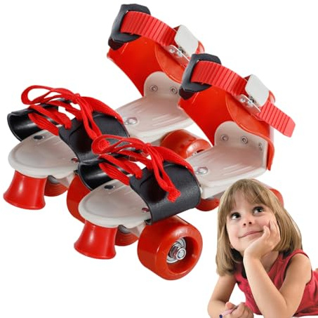 Rollschuhe für Kinder,Quad-Rollschuhe |Verstellbare Quad-Rollschuhe zum Skaten | Erholung im Freien, verschleißfestes zweireihiges Design, Keine Notwendigkeit, Schuhe auszuziehen, für Teenager, Kinde