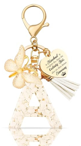 Anruzon Schlüsselanhänger Mädchen Buchstabe - Schlüsselanhänger mit Anfangsbuchstaben Schlüssel Anhänger - Einschulung Geschenk - Keychain Geschenk für Kinder, Mädchen, Frauen