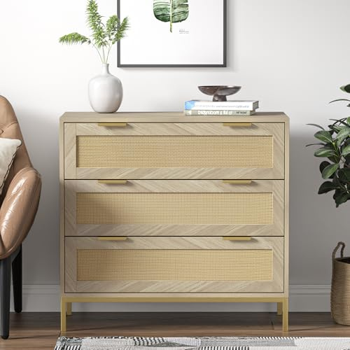 Skokliz Kommode, 3-Schubladen-Kommode für Schlafzimmer, Kommode mit Schublade Schubladenschrank Malm Kommode viel Stauraum geeignet für Wohnzimmer, Schlafzimmer, Büro, 80B x 40T x 75H cm