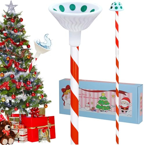 JJI Christmas Tree Watering System with Long Funnel Christmas Tree Watering Funnel Christmas Decorations (Mushroom Green)