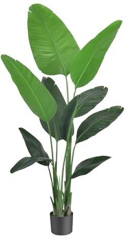 Sweetmirth 160cm Artificial Tree Fake Plants,Faux Bird of Paradise Plant with Lifelike Leaves, Large Artificial Plants Indoor in Pot Decoration for Outdoor Home Office Garden Balcony Corner,5.3FT