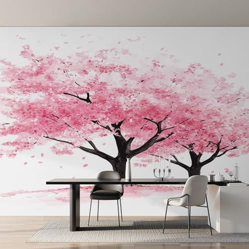 Générique Papier Peint Fleur de Cerisier, Motif Papier Peint Intissé Panoramique Arbre Rose Japon Japonais 350x256 Wallpaper Pour Salon Chambre Deco Murale W&83