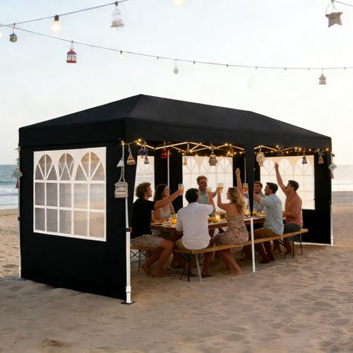 Aufun Pavillon Faltbar 3x6m, Partyzelt Faltpavillon Wasserdicht Anthrazit