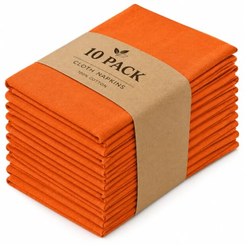 Stoffservietten Quadratisch 10Er Packung Dicke Baumwollservietten 45 X 45 cm Für Restaurantbesuche Und Hochzeiten Orange