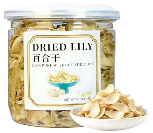 Getrocknete Lilie –– 100 g (3,52 oz) reines Naturprodukt Premium-getrocknete Lilienzwiebelstiele, Verwendung für Lilien-Suppe, Brei und Kräutertee