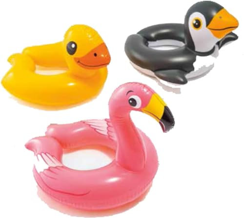Intex 59220Ep Lot de 3 flotteurs de Piscine à tête d'animal avec Grenouille, Canard, Pingouin