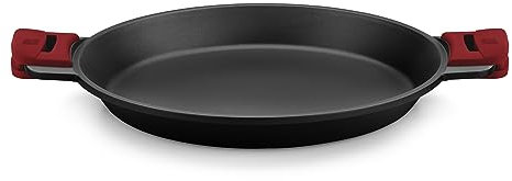 BRA Premiere Paellera 36 cm, Aluminio Fundido, Tricapa con Revestimiento Antiadherente reforzado sin PFOA, Asas Desmontables incluidas, apta para todo tipo de Cocinas incluida Inducción, Rojo