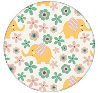Süße gelbe Kinder Baby Tapete Elephant Power mit 70er Jahre Blumen und Elefanten passt zu Farrow and Ball GMM Kinderzimmer Vliestapete für schöne Räume (H: 3m B: 46,5cm)