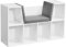 FineBuy Sitzbank mit Stauraum Garderobe Regal Weiß 100 cm Standregal Garderobenbank mit Sitzauflage