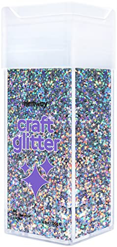 Hemway Premium Craft Glitter Shaker - Silver Holographic | 130g Extra Chunky Metallic Flake Sequins for Resin & Epoxy Crafts | Halloween Craft Supplies for Face, Eye & Nail Art, Mask Decorating