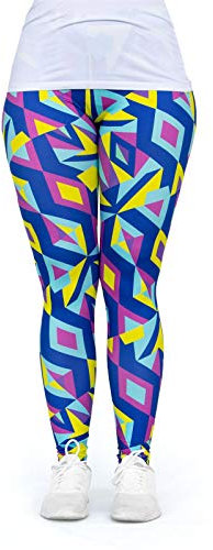 cosey - Neon Line Leggings - knallige Farben- in verschiedenen Leuchtend bunten Designs (Einheitsgröße) (Neon Mosaik)