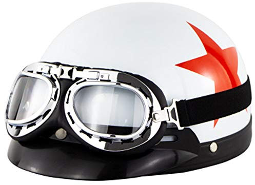 ZLYJ Retro Casco de Moto, Casco Jet de Media Incluye Visera Extraíble, Concha de Motocicleta para Mujer y Hombre, Carcasa del Casco, Dot/ECE Homologado
