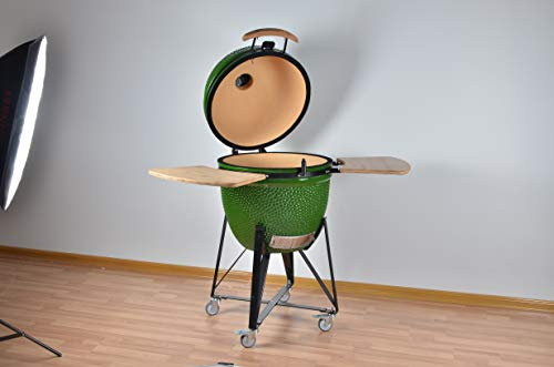 YNNI KAMADO TQTV23LG XL Grill, 58,4 cm, Hellgrün, Chip-Feeder, Bündel, BBQ, Keramik, Ei, Smoker TQTV23LG