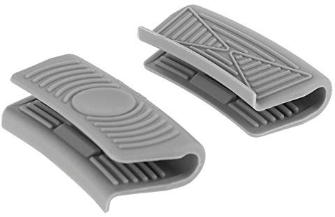 2 Pezzi Presine da Cucina in Silicone Antiscivolo Isolante Termico Coprimanici Pentole Presine Pentole Silicone Utensili da Cucina (Grigio)