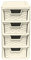 4 Drawer Small Rattan Tower Unit - Cream, Single Unit - 38.5cm (H) x 19cm (W) x 26cm (D)