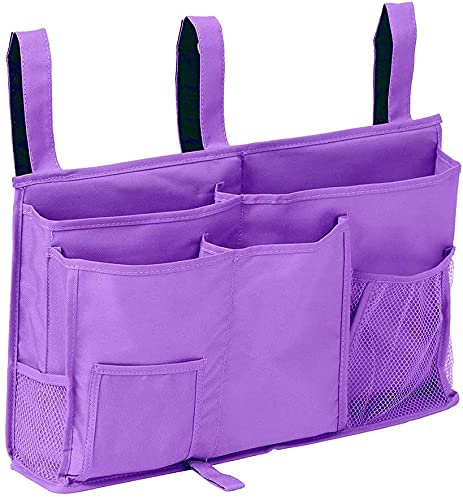 Censsa Betttasche Bettablage zum Einhängen mit Flaschenhalter, Bett Organizer Bett Tasche mit Darhthaken Hängetasche Hochbett Aufbewahrungstasche